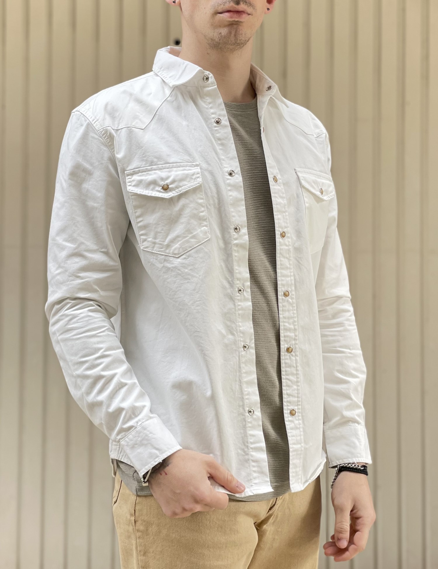 Bread and Buttons ανδρικό λευκό μακρυμάνικο πουκάμισο BC0151W φωτογραφία